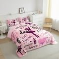 thumbnail image 6 of Manfei Ballet Princess Bedding Queen Comforter Set, Positive Words Down Comforter, Cartoon Theme Reversible Duvet Insert, Lightweight Room Decorative, 3pcs, 6 of 8