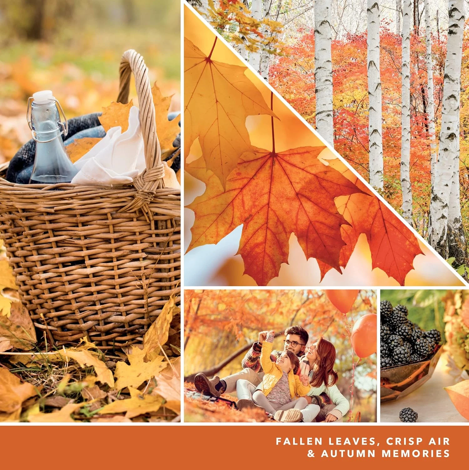 Yankee Candle Autumn Leaves Large Original Jar Candle with a Metal Leaves Jar Candle Holder with a Wooden Base 2-pc Set