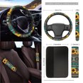 thumbnail image 3 of Yuyamidu Southwest Aztec Car Seat Cover Full Set with Steering Wheel Cover Sunflower Seat Belt Strap Cover Trash Cans Rear View Mirror Cover Cup Coaster Keychain Air Vent Storage Bag, 15 PCS, 3 of 7