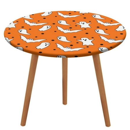 

Bybiment Round Fitted Tablecloth with Elastic Edge Halloween Pattern Design Decorative Tablecloth Table Cover 47 Inch