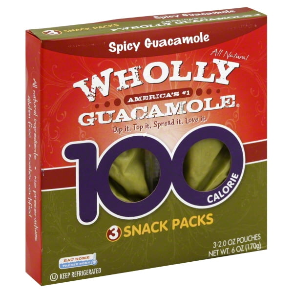 Wholly Guacamole Spicy Guacamole 100 Cal Snack Packs