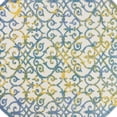 thumbnail image 5 of 8' X 8' Ivory And Blue Round Damask Non Skid Indoor Outdoor Area Rug, 5 of 6
