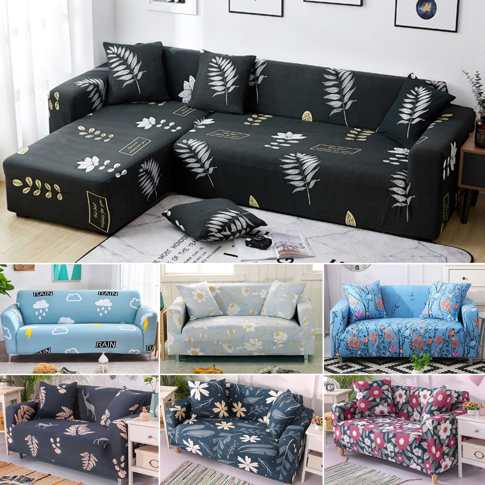 Details about   Stretch Sofa Cover Dust-Proof  Couch Cover Elastic Sectional Sofa 1/2/3/4-seater 