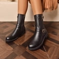thumbnail image 2 of SAWOBUUN Womens Mid Calf Boots Vintage Low Heel Round Toe Faux Leather Comfortable Non-Slip Boots with Side Zipper, 2 of 8