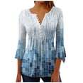 thumbnail image 2 of Drovellove Women's V Neck 3/4 Length Sleeve Blouse, Printed Casual Tunic Top for Home or Office, 2 of 5