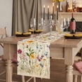 thumbnail image 2 of Botanical Floral Table Runner 70 Inches Long,Retro Purple Pink Yellow Wildflowers Cotton Linen Table Runners Dresser Scarves,Decorative Tabletop Scarf Furniture Cover for Home Dinner Party 13"x70", 2 of 8