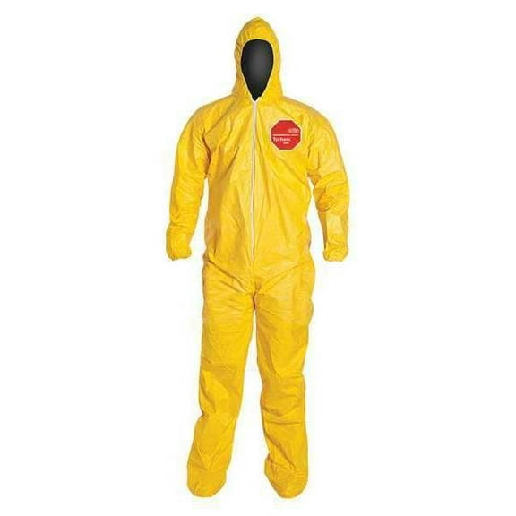 Dupont Hooded Coveralls,L,Ylw,Tychem 2000,PK12 QC122SYLLG001200