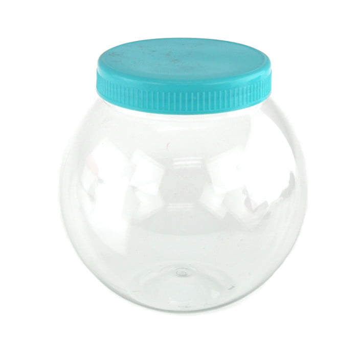 Plastic Round Favor Container with Lid, 4-1/2-inch, Large, Light Blue