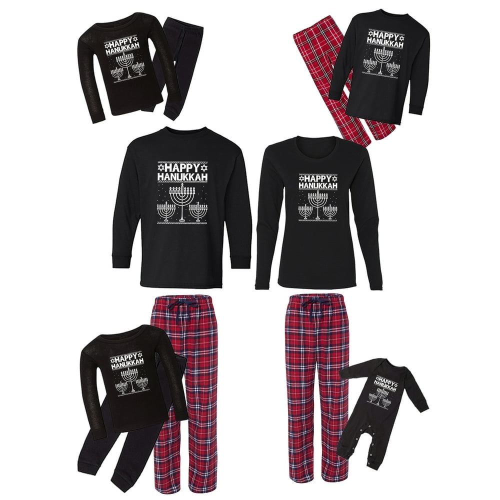 Awkward Styles Family Christmas Pajamas Set Red Hanukkah Candle