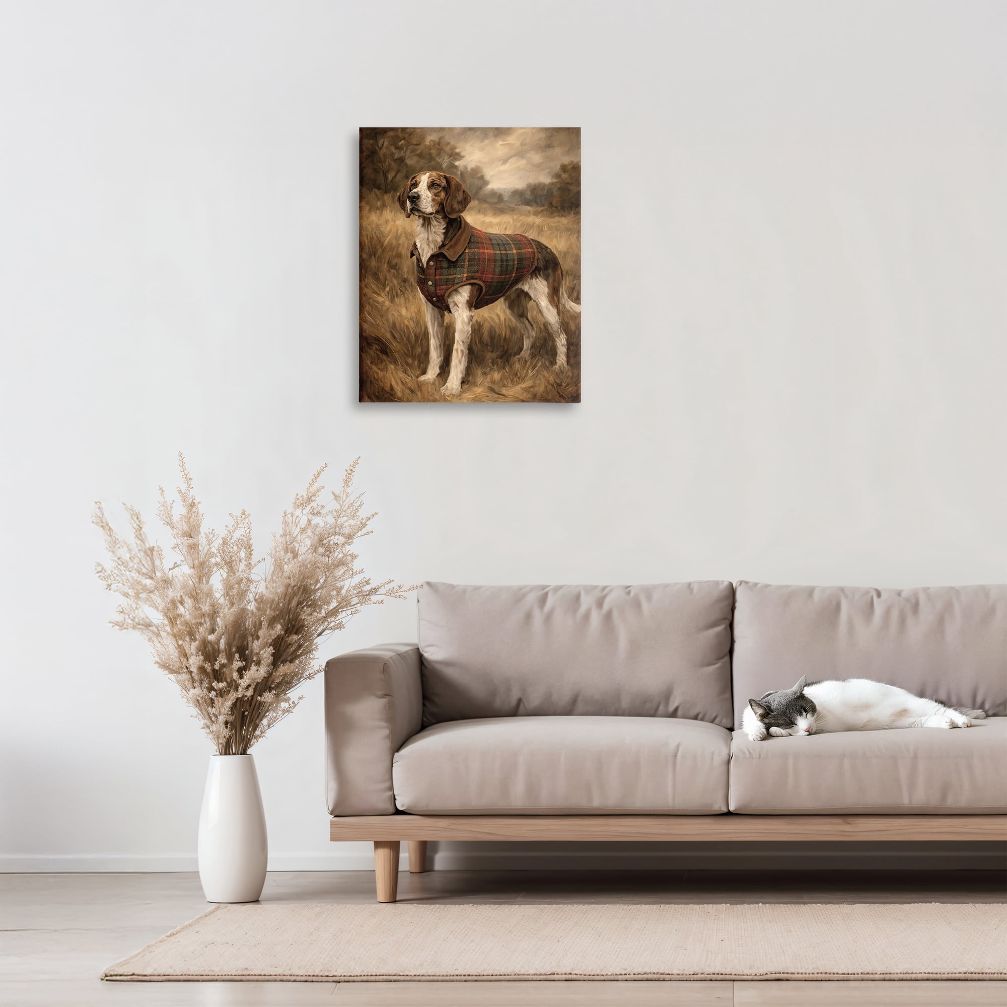 Stupell Industries Hunting Days Plaid Jacket Hound Canvas Wall Art, design by Kim Allen