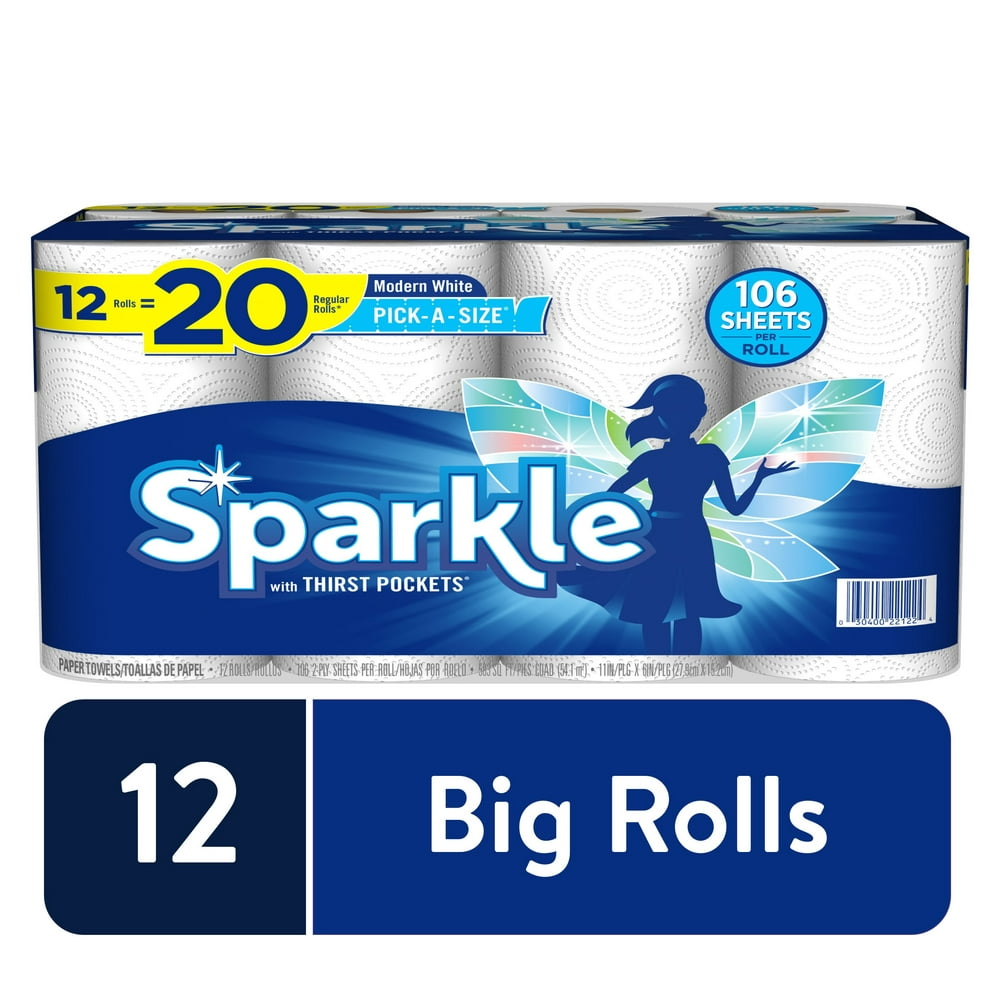 Sparkle Paper Towels, 12 Big Rolls, PickASize
