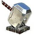 thumbnail image 2 of Thor Mjolnir Hammer 1:1 Replica Cosplay Prop Toy, Metal, with Standing Base Halloween Cosplay Gift Silver, 2 of 5
