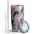 thumbnail image 2 of 20 Oz French Bulldog and Flower Coffee Tumbler Double Wall Insulated Stainless Steel Water Bottle | Metal Reusable Thermoses Flask with Cup Cap | Leak & Sweat Proof with Anti-Dust Lid, 2 of 7