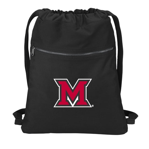 Canvas Miami RedHawks Backpack Natural Cotton Miami University Cinch Bag Lined and with Wide Straps