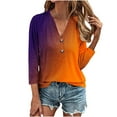thumbnail image 3 of 2025 New Fashion Plus Size Women's 3/4 Sleeve Solid Color Button Shirt Women's Loose T-shirt Top V-neck Top/Shirt Short Sleeve V-neck Top/Shirt, 3 of 5