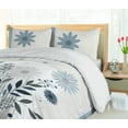 thumbnail image 3 of Ambesonne Floral Duvet Cover Set, Simple Flowers Leafy Modern, King, Eggshell Blue Grey, 3 of 4