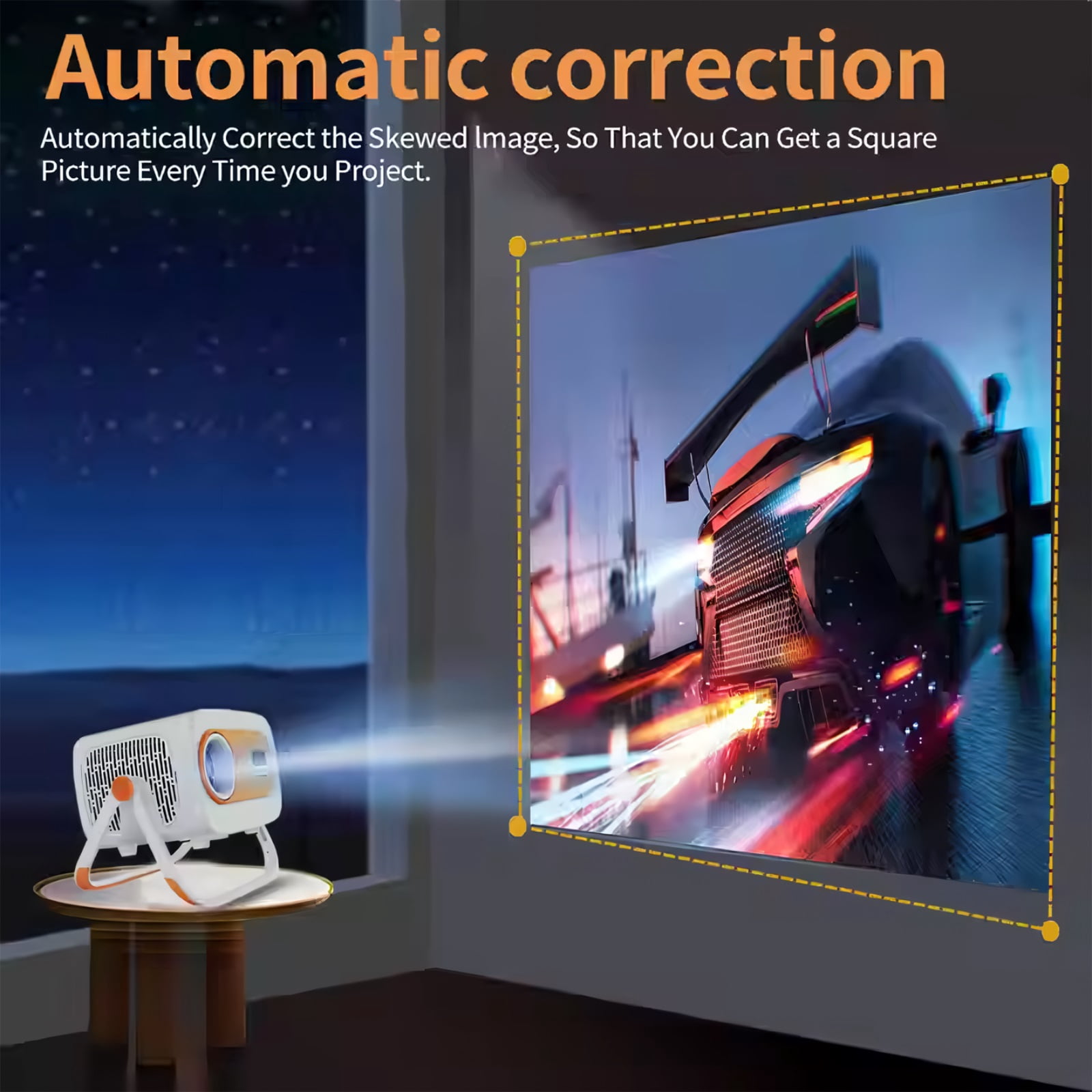 Gold Projector,600ANSI Native 1080P, 200''Video Projector,Auto Focus & Zoom, 5G Sync,Built-in Apps