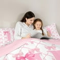 thumbnail image 4 of jejeloiu Letter H Monogrammed 7 Pieces Bedding Comforter Set,Cartoon Bow Tie Full Bedding Set,Pink Bowtie Ribbon Fitted Sheet Flat Sheet For Girls,Microfiber Room Decorative Reversible, 4 of 8