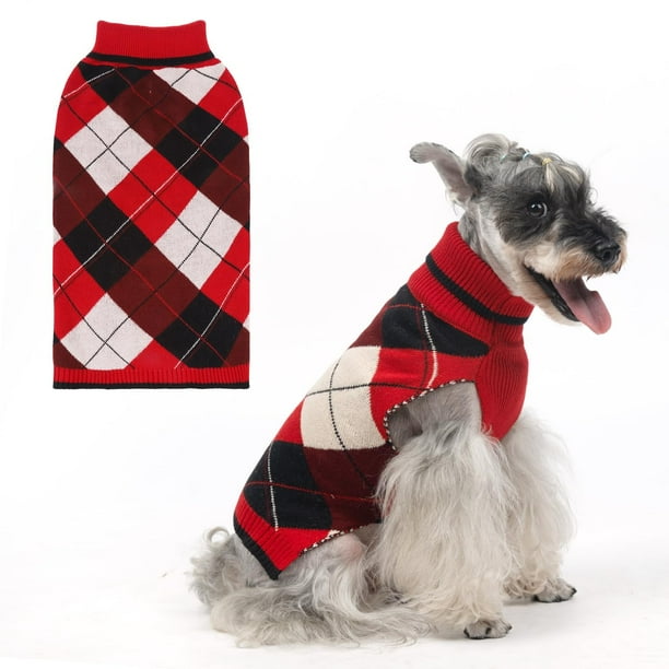 Jersey para perro KOOLTAIL, jersey grueso y cálido a cuadros con cuello alto