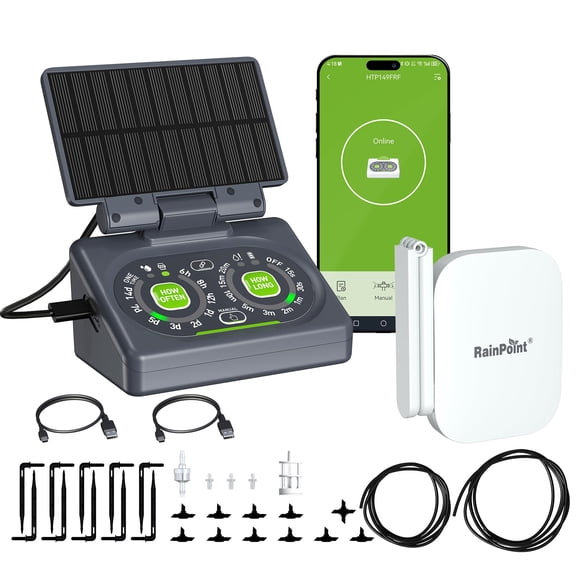 RAINPOINT Smart Drip Irrigation System for Houseplants,WiFi/App Control and Local Control, Dual Powered,Tap Free, Solar auto Watering for Indoor Balc