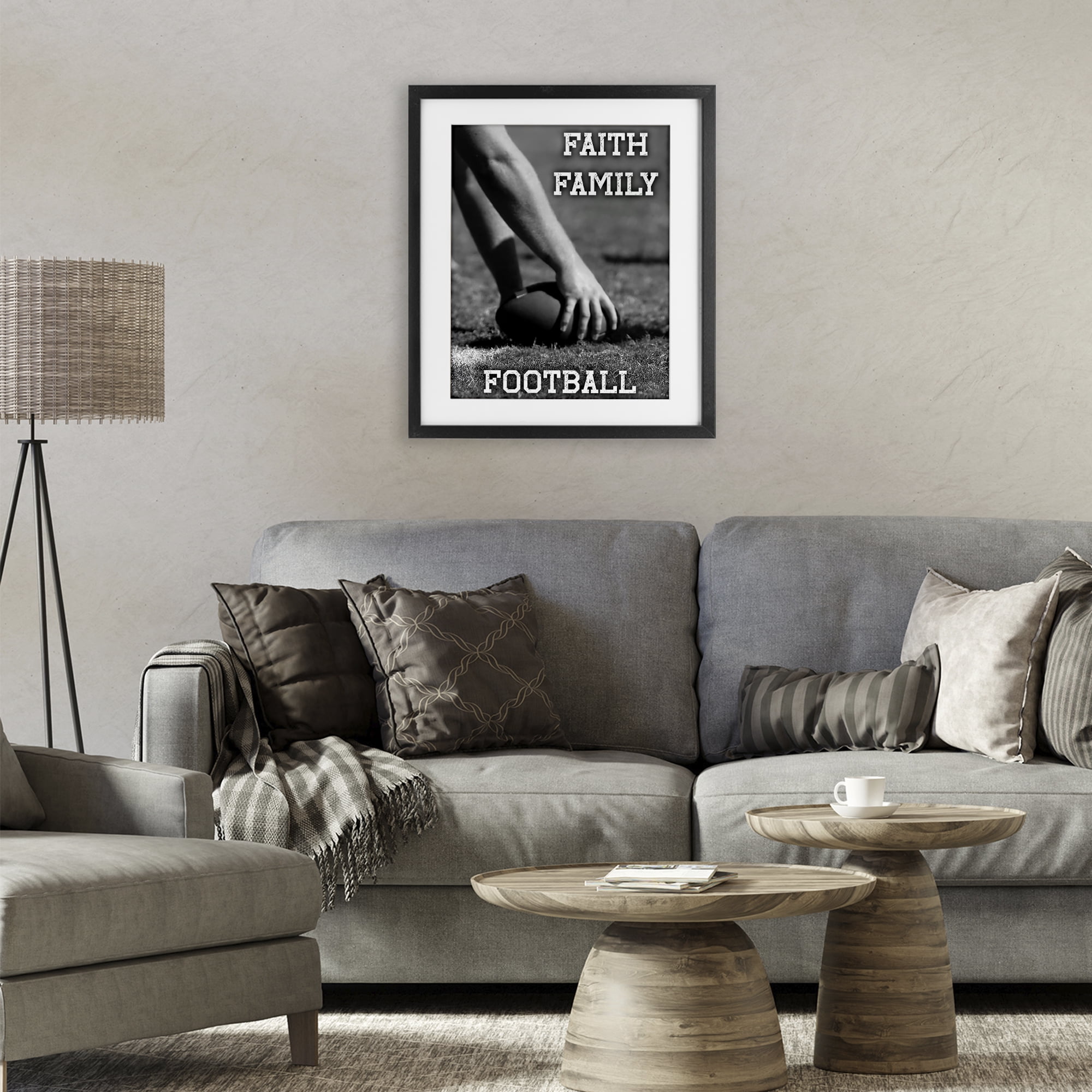 Stupell Industries Faith Family Football Hike Black Framed Print Under Glass, design by Marcus Prime