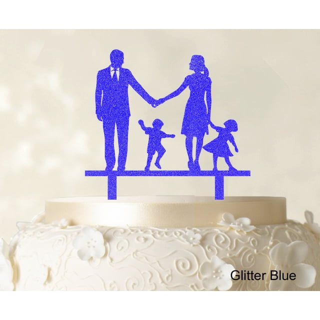 Wedding Cake Topper Family Silhouette Bride And Groom With Child Cake Toppers Color Option Available 6-7 Inches Wide