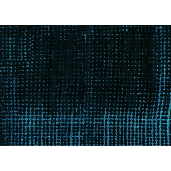 Ahgly Company Machine Washable Indoor Rectangle Abstract Turquoise Blue Modern Area Rugs, 5' x 8'