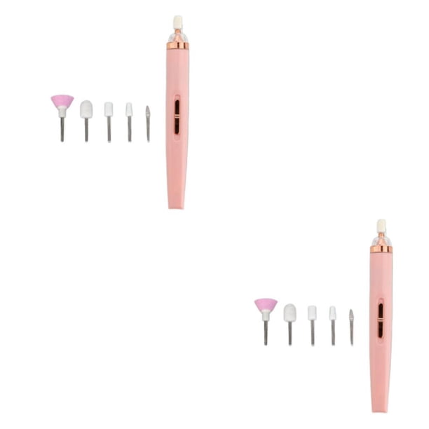 Qarigey Taladro eléctrico para uñas, conjunto de taladros para pedicura, pulidor, lima de uñas ajustable, pluma para manicura, equipo, Rosa 2piezas