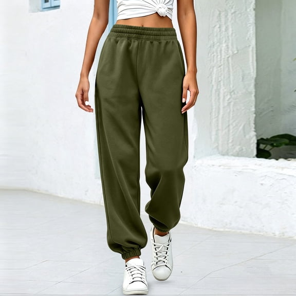 Nfurl Womens Sweatpants Joggers Elastic Waist Jogging Pants Comfy Casual Joggers Trendy Cuffed Bottoms Sweatpants Army Green,S