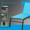 thumbnail image 6 of Resenkos Outdoor Chaise Lounge With Wheels, Five Position Recliner For Sunbathing, Suntanning, Steel Frame, Breathable Fabric, Blue, 6 of 11