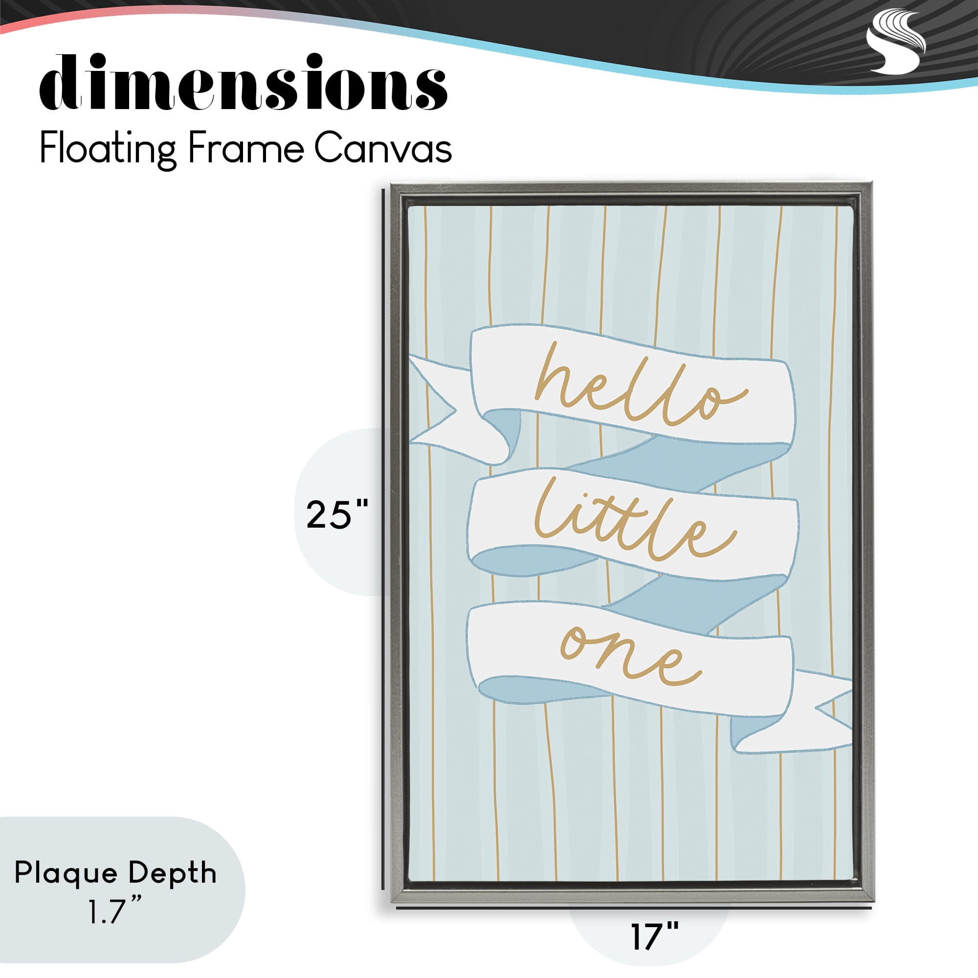 Stupell Industries Blue Hello Little One Gray Framed Floater Canvas Wall Art, design by Amanda Houston