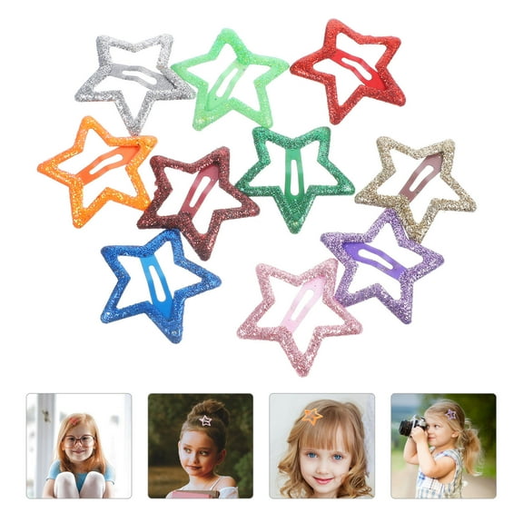 KAKOWELY Star Shaped Hair Clips Metal Assorted Color 10Pcs 1.2x1.2x0.08in