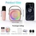 thumbnail image 5 of BONAOK Mini Karaoke Machine for Kids, Portable Bluetooth Karaoke Speaker with 2 Wireless Microphones for Girls Boys Family Home Party, Rose Gold, 5 of 8