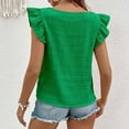 thumbnail image 4 of MIXUE Tank Top for Women Summer Solid Color Square Neck Ruffled Sleeve Pleated Flowy Dressy Casual Camisole Vest Streetwear,Green,L, 4 of 5