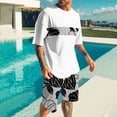 thumbnail image 2 of 2 Pcs Summer Mens Shorts Tops Outfits Trends Floral Printed T-Shirts Short Sleeve Crewneck Tees Knee Length Beach Shorts Flower Print Sweatpants Lounge Breathable Clothes Trends 2025 Outfit, 2 of 5