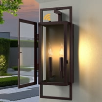 Maxax 21.5-Inch Dusk to Dawn Outdoor Wall Light, 2-Light Large Exterior Wall Lantern with Glass, Waterproof Bronze Wall Mount Sconce for Porch, Patio, Garage, Garden