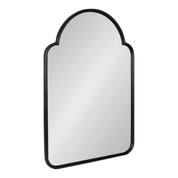 Kate and Laurel Arthell Scalloped Mirror, 24 x 36, Black,   Modern Farmhouse Arched Scallop Wall Mirror with Sleek Frame