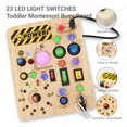 thumbnail image 3 of FPCYCG Montessori Wooden Busy Board with LED Light Switches for Toddler, Kids Fidget Learning Sensory Travel Toys for Boys and Girls, 3 of 7