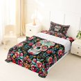 thumbnail image 5 of Homewish Gothic Sugar Skull Twin Sheets,Watercolor Flowers Bedding,Pink Green,3-Piece,1 Fitted Sheet and 1 Pillowcase, 5 of 6