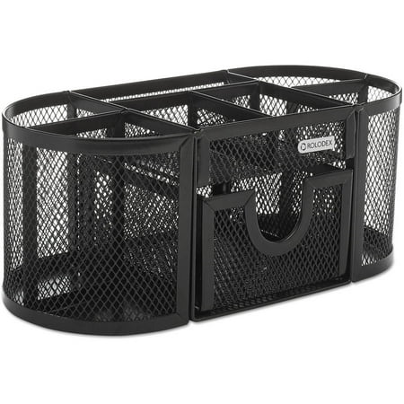 Rolodex 4-Compartment Pencil Cup Organizer, 9 1/3 x 4 1/2 x 4, Black