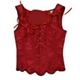 thumbnail image 5 of Yuwull Womens Vintage Ruffle Hem Overbust Corset Tie Front Lace-Up Back Bustier Shapewear Top, 5 of 5