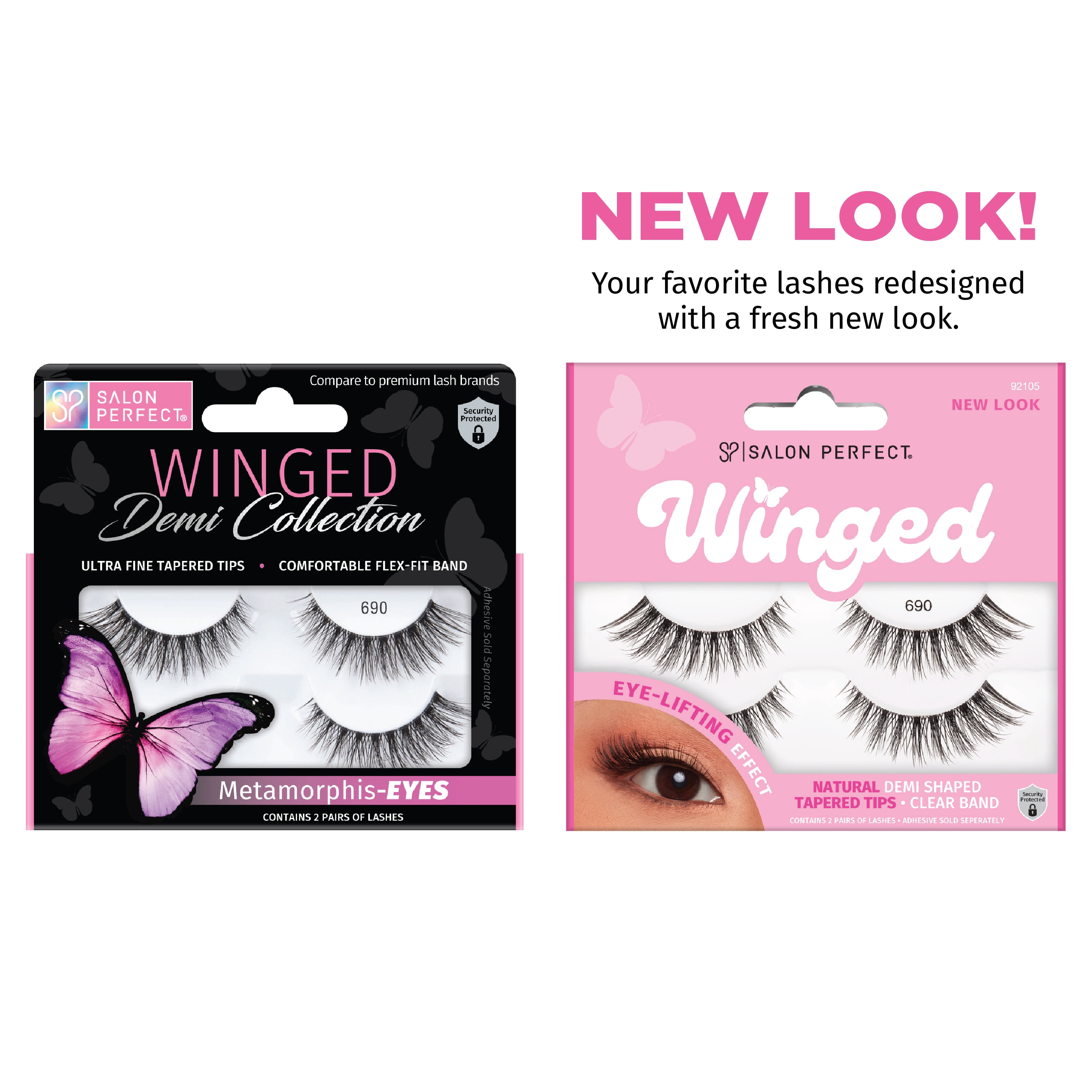 Salon Perfect Winged Fake Lashes False Eyelashes, 690, Black, 2 Pairs
