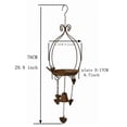 thumbnail image 3 of Vintage Brown Wrought Iron Bird Feeder, Hanging Tray Feeder with Bell & Leaves, Weatherproof Garden Ornament, 3 of 6