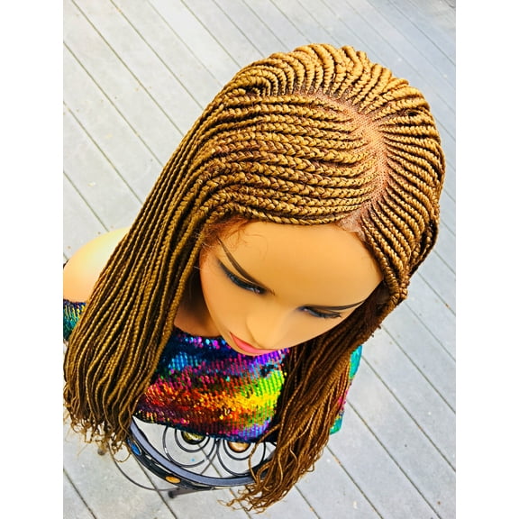 2Chique Boutique Women's Layered Cornrow Box Braided Wig, with Baby Hair, Color 27 33 Inches