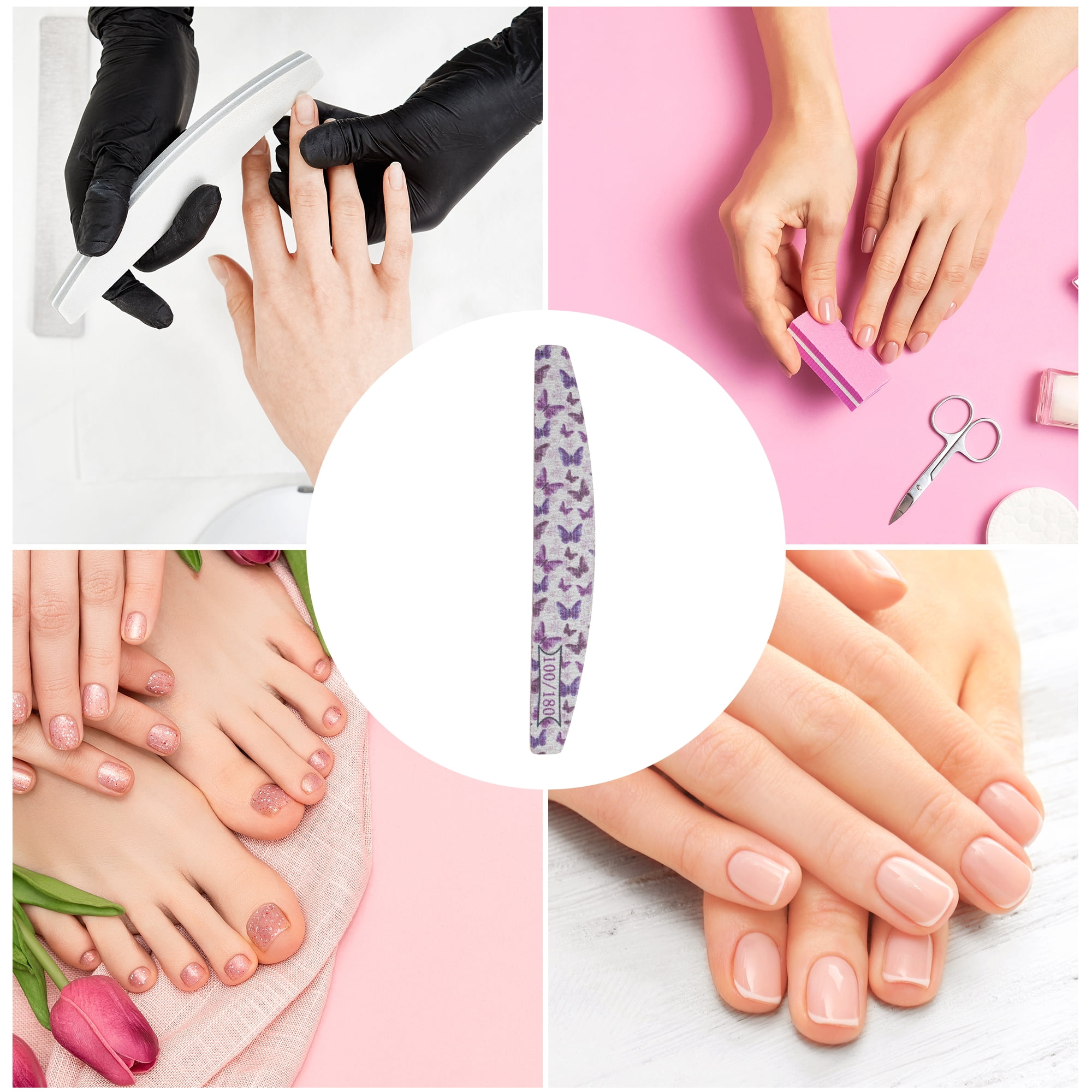 Unique Bargains Half-moon HD-001 Nail Files 5 Pcs Colorful [Half-moon HD-008]
