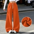 thumbnail image 4 of HomeDM Women's Wide Leg Pants High Waisted Drawstring Fleece Sweatpants with Pockets Casual Baggy, 4 of 8