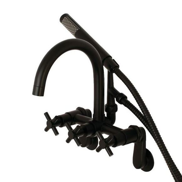 Aqua Vintage AE8150DX Wall Mount Tub Filler with Hand Shower, Matte Black - 5.13 x 6.94 x 8.31 in.