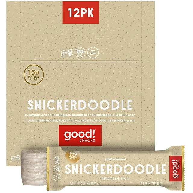 Snacks Vegan Protein Bars, Snickerdoodle Bar, Gluten-Free, Plant Based, Low Sugar, High Protein Meal Replacement Bar, Guilt-Free & Nutritious Healthy Snacks for Energy, 15g Protein, Kosher,