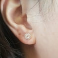 thumbnail image 4 of Dazzlingrock Collection 18K 3.5 MM Each Round Morganite & White Diamond Ladies Halo Style Stud Earrings, Rose Gold, 4 of 5