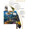 thumbnail image 3 of Turtle Tablecloth Square Table Cloth 54x54, Waterproof Tablecloth Outdoor Table Cloth, Blue Ocean Sea Shark Coral Cartoon Fish Summer Washable Table Cover for Kitchen Dinning Party, 3 of 8
